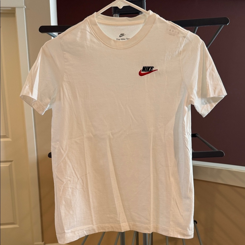 Nike Kids White Tee with Red Swoosh